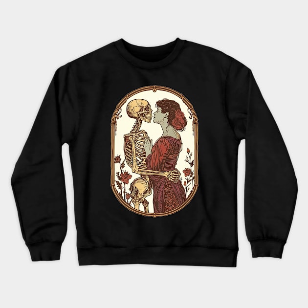 Skeleton Love Vintage Tarot Card Crewneck Sweatshirt by Vlaa